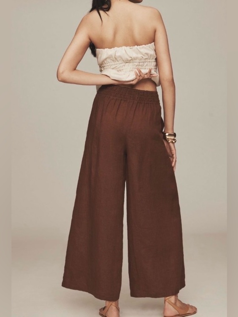 Anthropologie The Somerset Linen Blend Pull-On Wide-Leg Pants - Picture 4 of 10